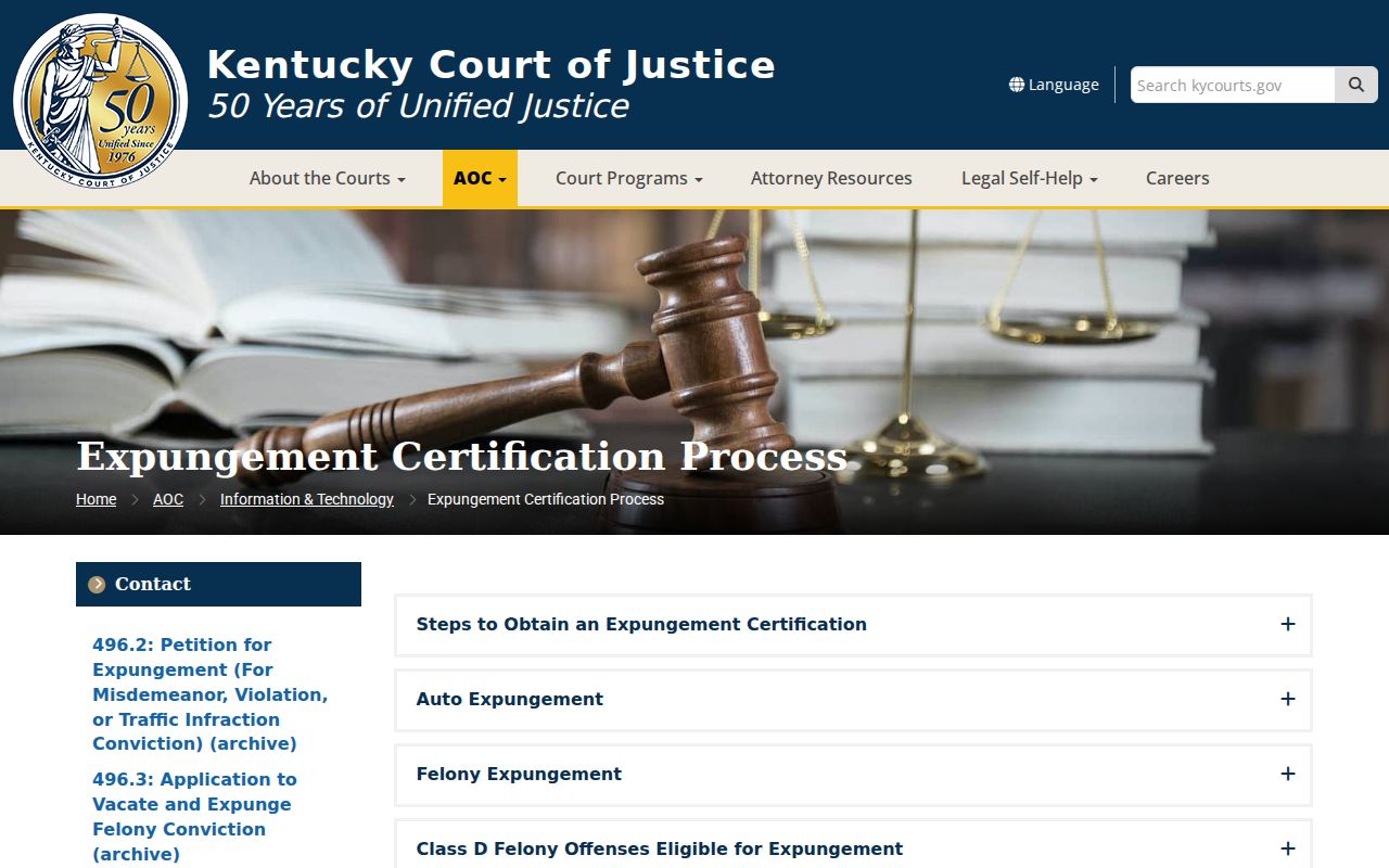 Breckinridge County criminal court case Kentucky expungement workflow