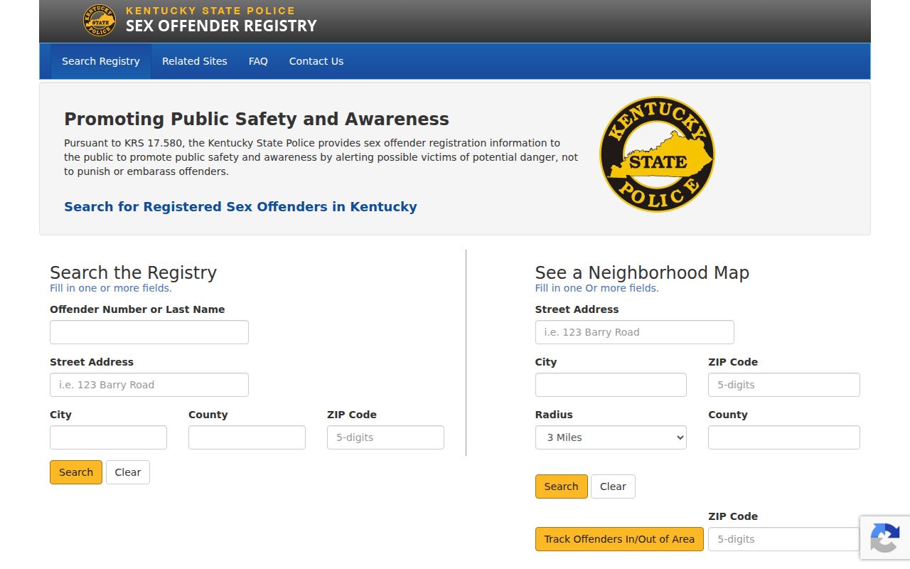 Breckinridge County sex offender registry search interface