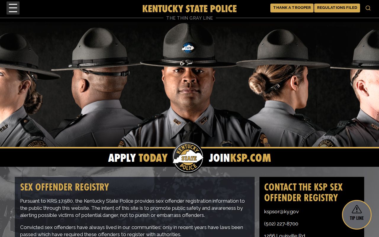 Kentucky State Police guidance for Breckinridge County sex offender registry
