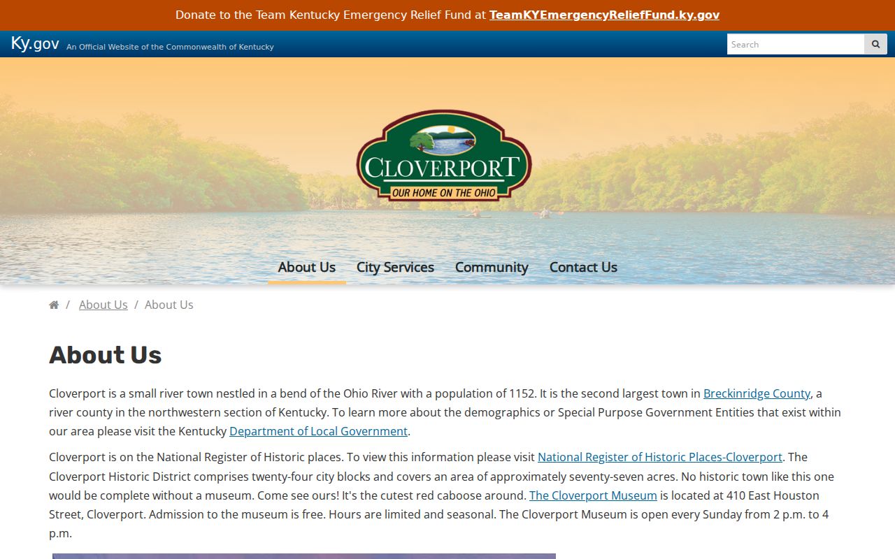 Cloverport criminal records context in the Ohio River historic district