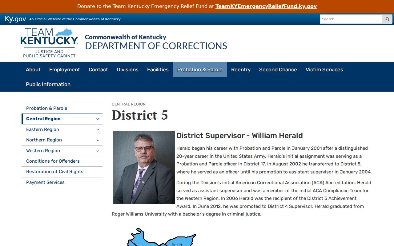 Breckinridge County criminal supervision records through Kentucky DOC District 5
